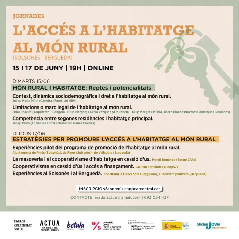 Organitzen unes jornades virtuals sobre l'accés a l'habitatge al món rural