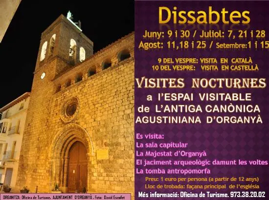 Organyà ofereix visites guiades nocturnes a l'església de Santa Maria