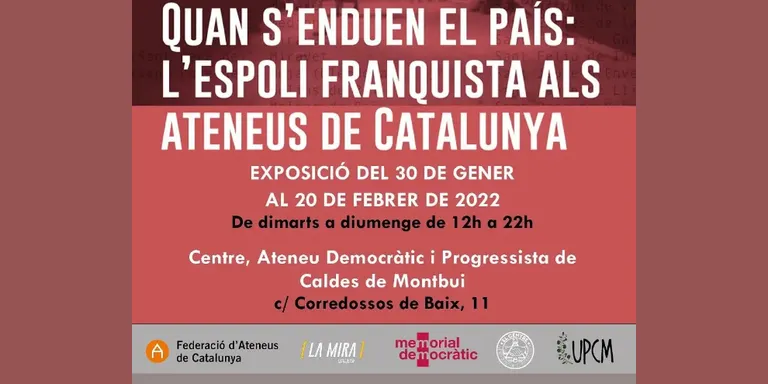 El Centre acull una xerrada i una exposició sobre l'espoli dels ateneus a càrrec del Franquisme, del qual va ser víctima