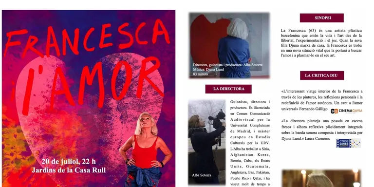 ACTE Cambrils projecta ‘Francesca l’amor’ aquest dimecres als Jardins de la Casa Rull de Reus