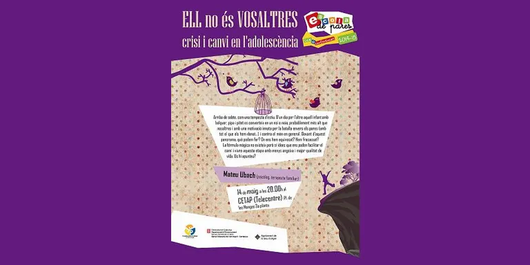 'Ell no és vosaltres', xerrada de l'Escola de Pares sobre els canvis de l'adolescència