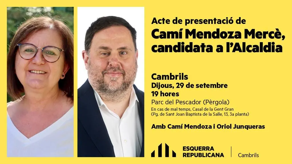 Oriol Junqueras participarà en l’acte de presentació de Camí Mendoza com a candidata a l’alcaldia