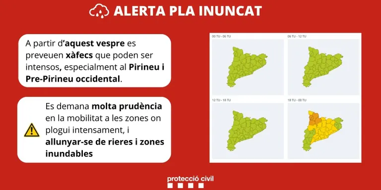 Protecció Civil activa les alertes per pluges intenses, fort vent i onatge a tot el litoral