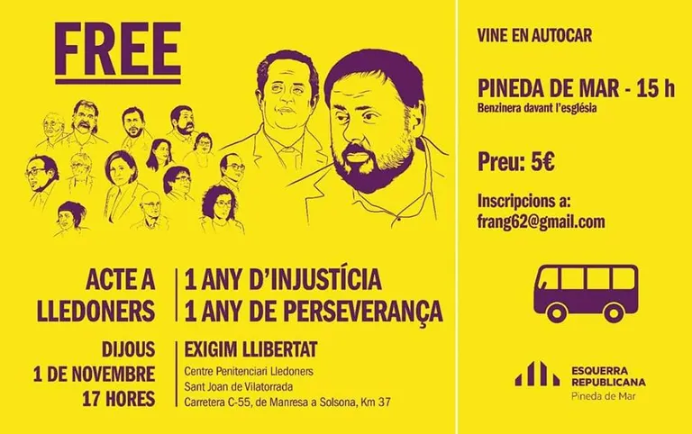 ERC organitza un autocar per anar la presó de Lledoners