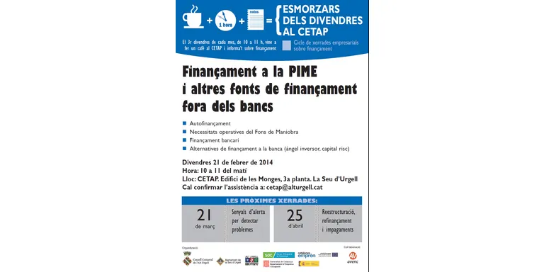 Nova sessió dels 'Esmorzars al CETAP', dedicada al finançament al marge dels bancs
