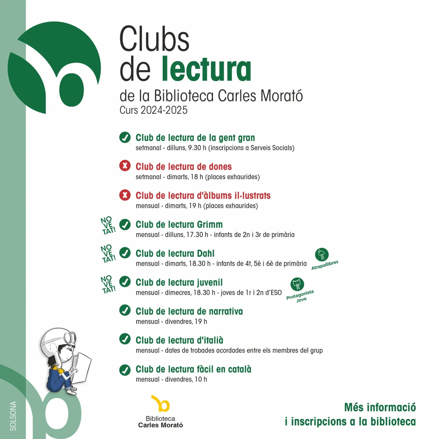 La Biblioteca Carles Morató posa en marxa tres nous clubs de lectura per a infants i joves