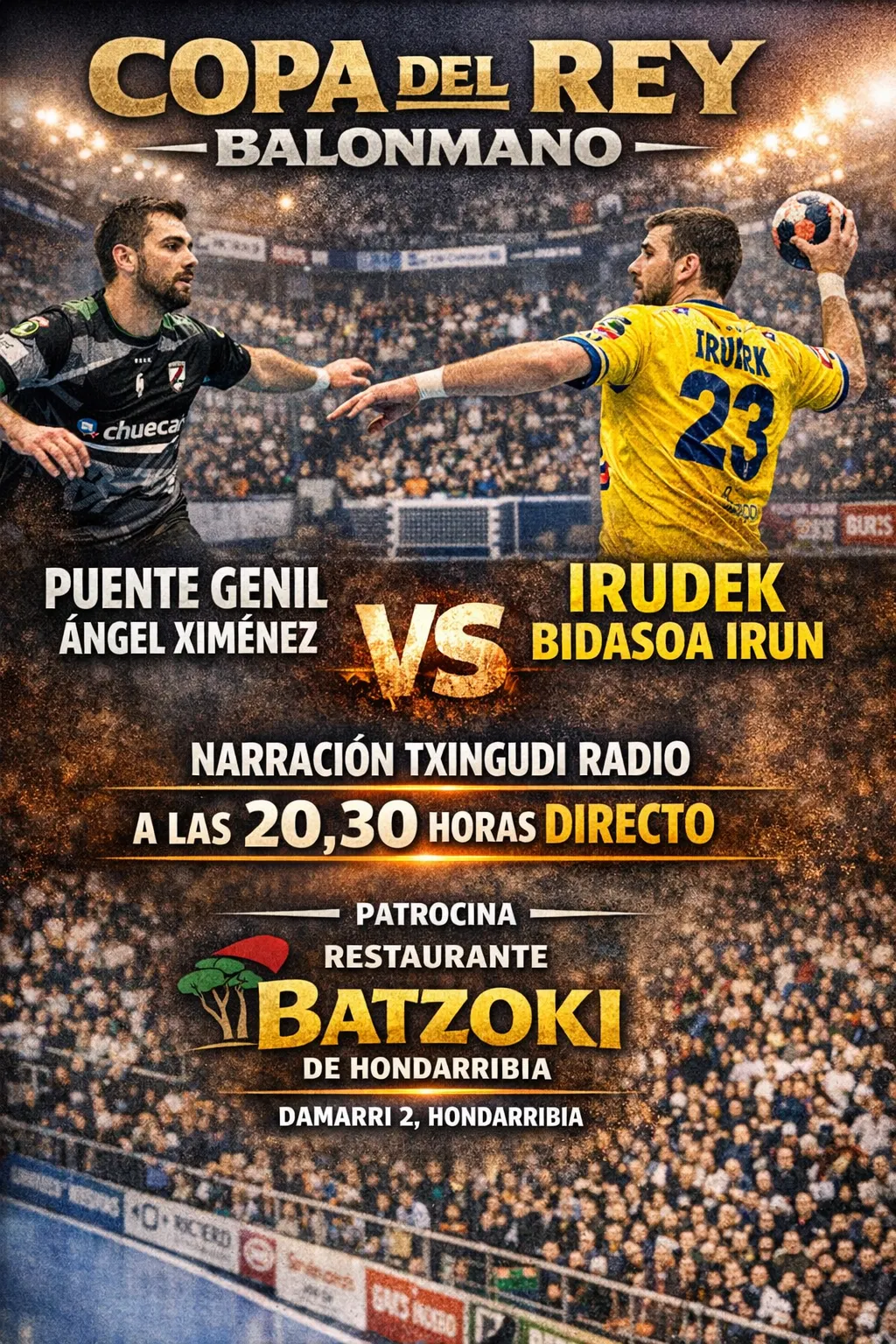 PUENTE GENIL ÁNGEL XIMÉNEZ-IRUDEK BIDASOA IRUN DIRECTO TXINGUDI RADIO 20,30 HORAS