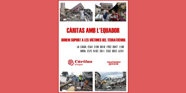 Càritas activa una campanya d'ajut a les víctimes del terratrèmol a l'Equador
