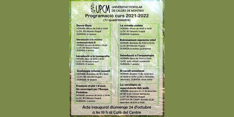 La Universitat Popular de Caldes arrenca el cinquè curs amb el repte de recuperar la presencialitat després de la pandèmia