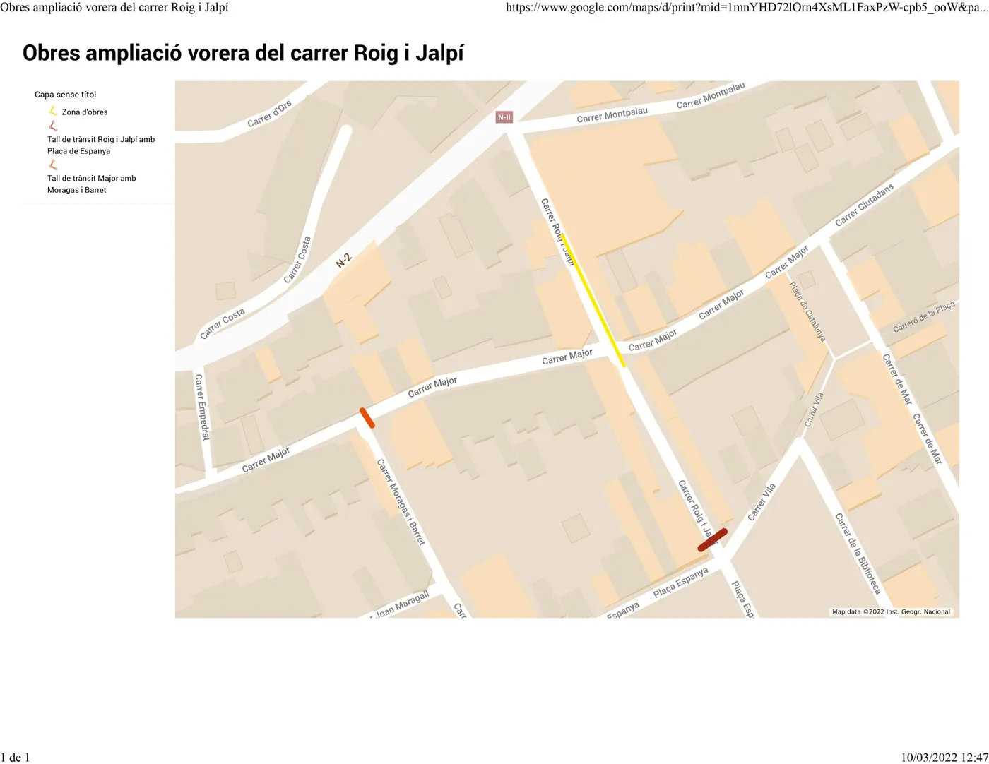 Comencen les obres per eixamplar la vorera del carrer Roig i Jalpí de Pineda