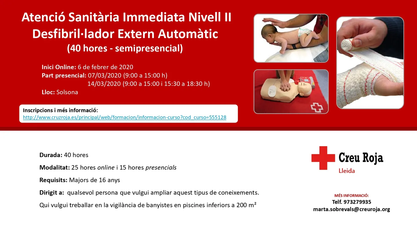 Creu Roja organitza per primer cop a Solsona un curs semipresencial complert de primers auxilis