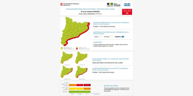 Protecció Civil activa l'Alerta del pla VENTCAT per la previsió de fort vent a la façana litoral i al prelitoral central
