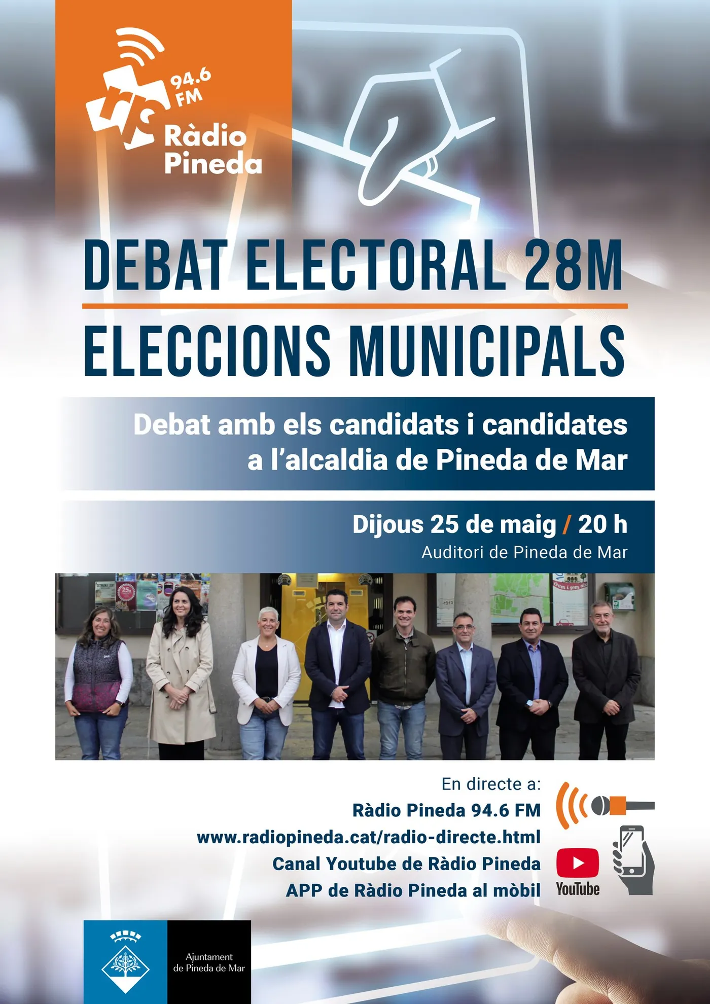 Aquest dijous es fa el debat del/les caps de llista, organitzat per Ràdio Pineda, per aquestes Eleccions Municipals