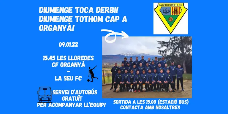 La Seu FC organitza un bus gratuït per assistir al derbi comarcal, diumenge a Organyà