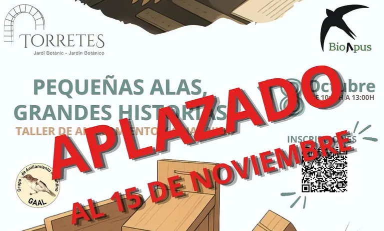 Aplazado a noviembre el Taller que estaba previsto celebrarse el domingo 18 en el Jardín Botánico de Torretes