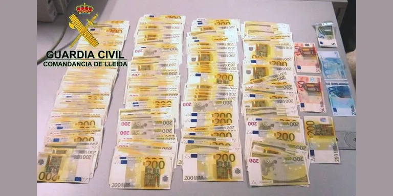 La Guàrdia Civil intervé prop de 80.000 euros en diner negre