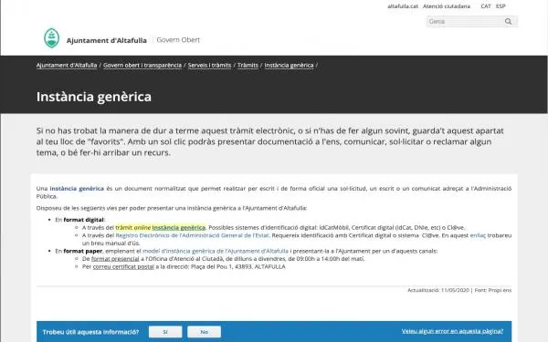 L’Ajuntament d’Altafulla adapta els tràmits més habituals amb la ciutadania a l’àmbit telemàtic