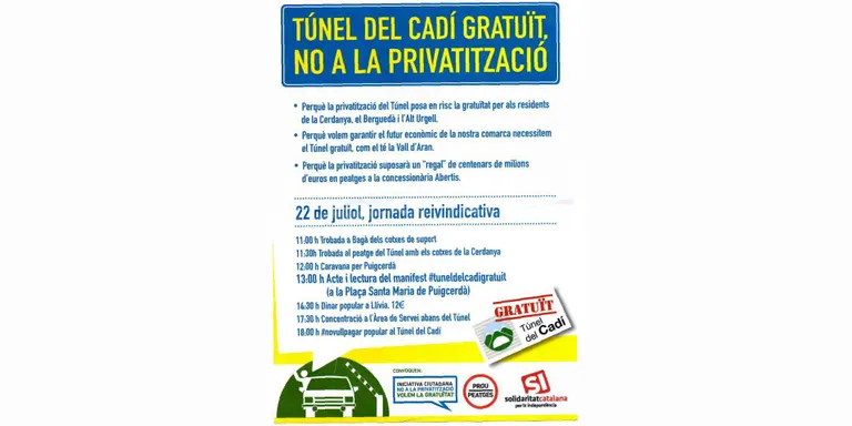 Nous actes per a la protesta contra la privatització del Túnel del Cadí