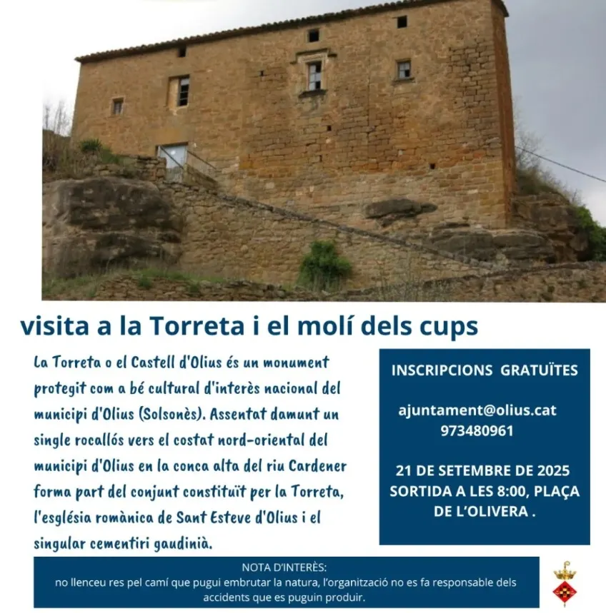 L'Ajuntament d'Olius organitza una caminada a la Torreta i al Molí dels Cups per commemorar la Setmana Europea de la Mobilitat
