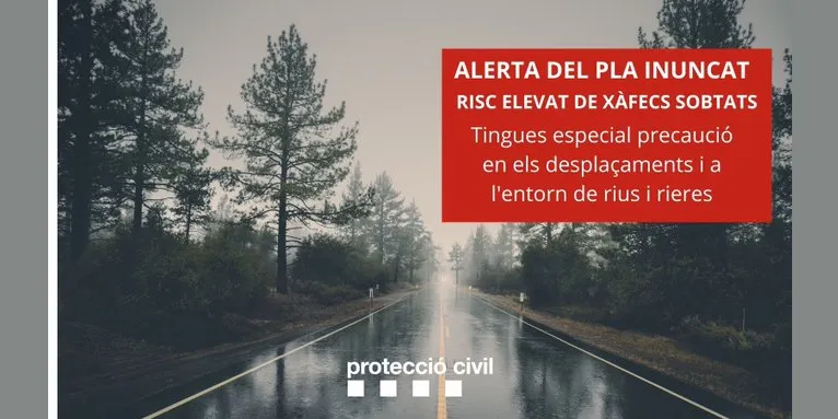 Protecció Civil de la Generalitat activa l'alerta de l'INUNCAT per pluges intenses generalitzades