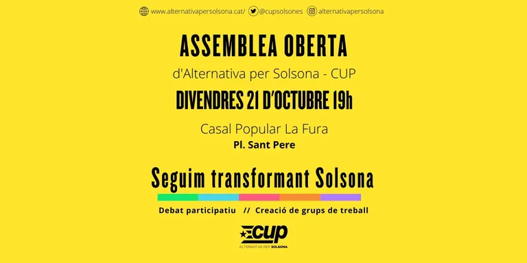 ApS-CUP inicia una sèrie d'assemblees obertes per preparar les properes eleccions municipals