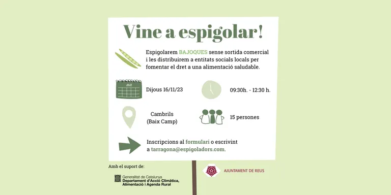 La Fundació Espigoladors farà una espigolada de bajoques dijous a Cambrils