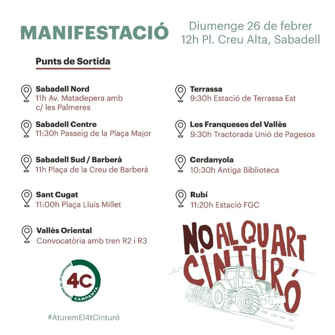 Els organitzadors de la manifestació contra el Quart Cinturó, diumenge a Sabadell, preveuen molta participació