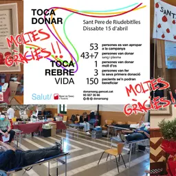 Moltes felicitats per el resultat obtingut de les donacions de sang i plasma del dissabte 15 d’abril - episode art