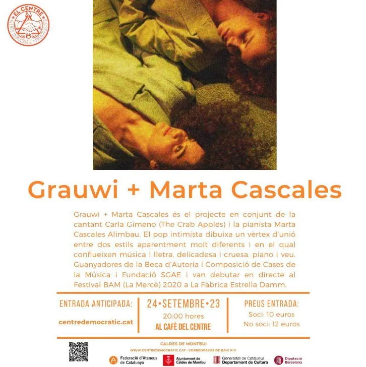 L’ateneu El Centre reprèn la programació de concerts amb Grauwi + Marta Cascales