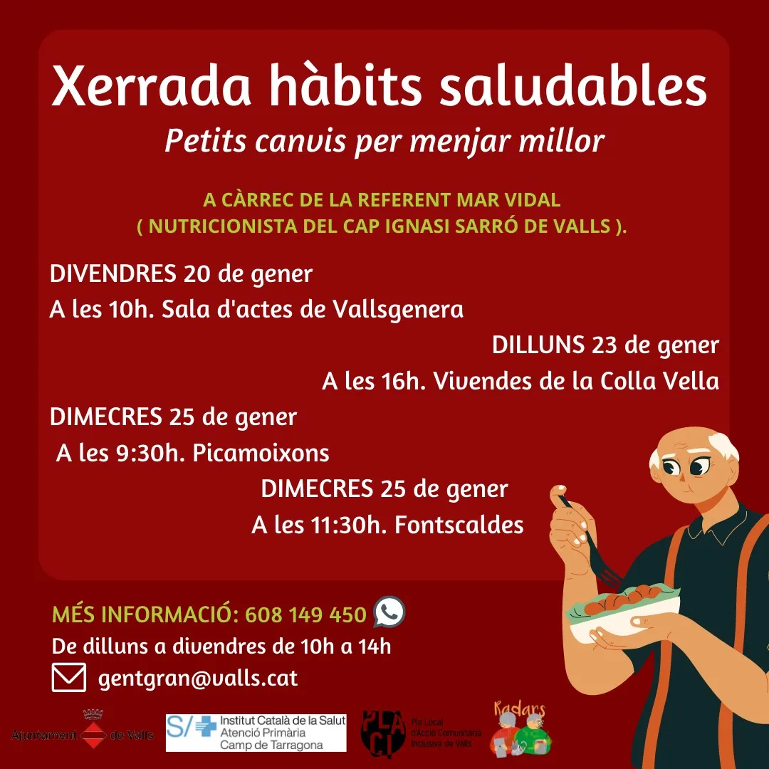 Valls oferirà xerrades d’hàbits saludables per menjar millor