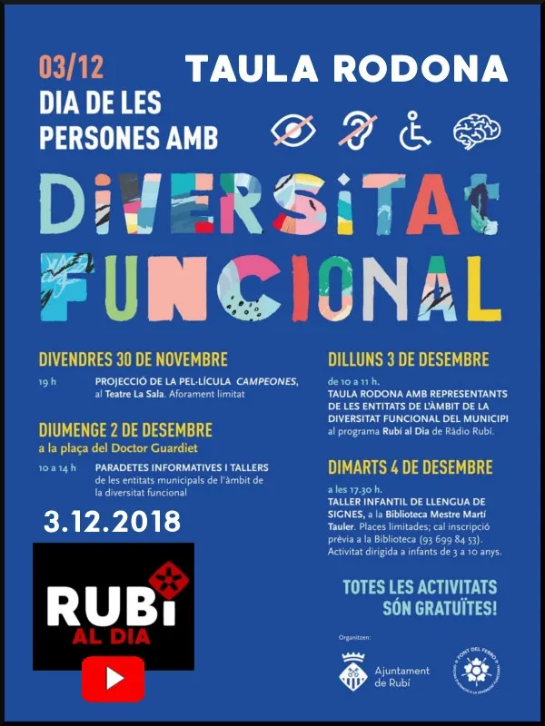 3 de Desembre - DIA DE LES PERSONES AMB DIVERSITAT FUNCIONAL