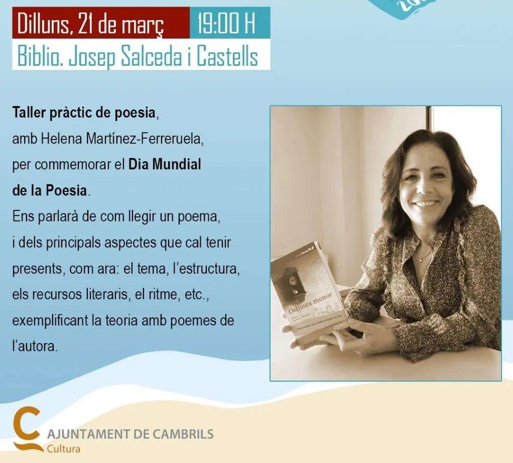 Cambrils celebra el Dia Mundial de la Poesia amb un taller pràctic a càrrec d’Helena Martínez 
