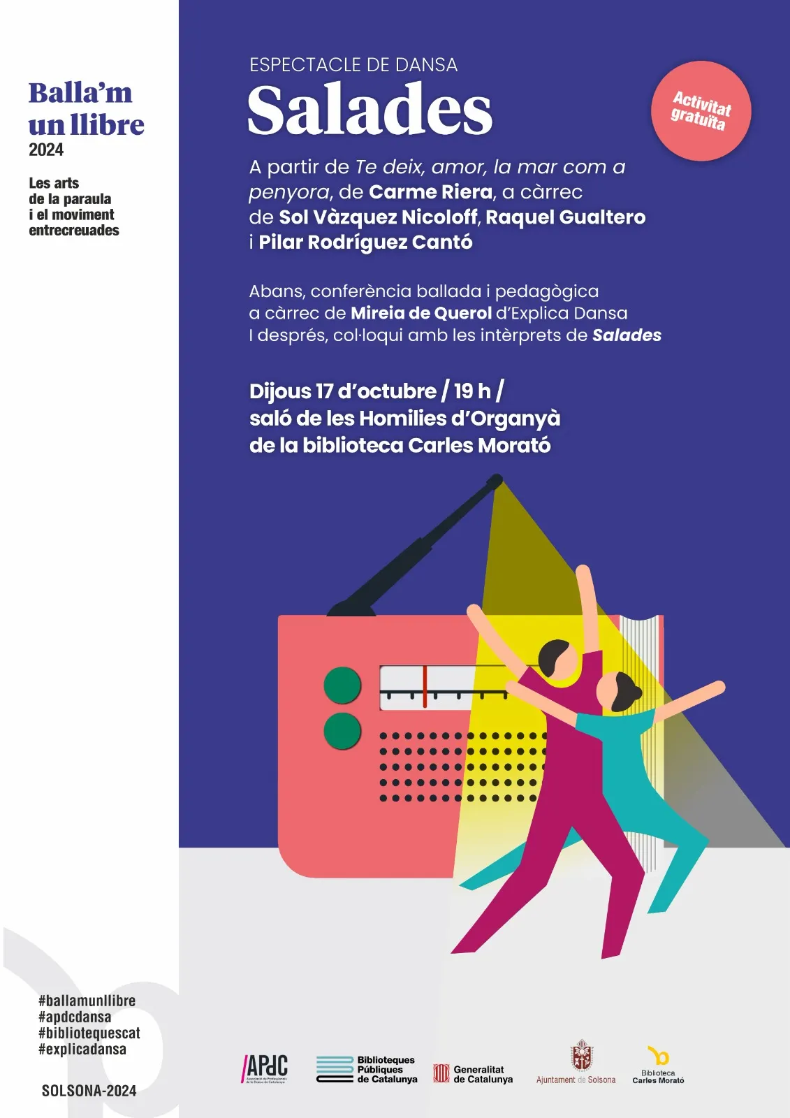 El cicle de coreografies curtes "Balla'm un llibre" torna aquest dijous a Solsona
