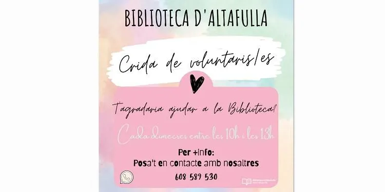 La Biblioteca Municipal d'Altafulla necessita voluntariat per catalogar el seu fons