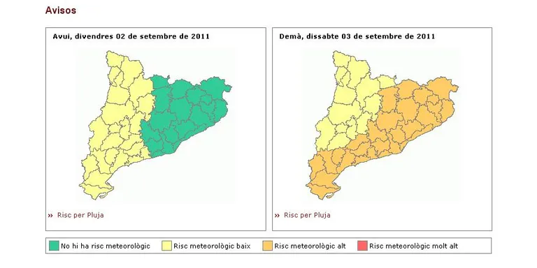 Activada l'alerta d'inundacions per les pluges previstes per al cap de setmana