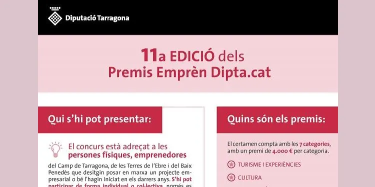 Oberta una nova convocatòria als 'Premis Emprèn dipta.cat', adreçada a projectes empresarials de la demarcació
