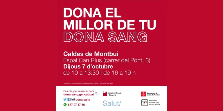 Campanya de donació de sang demà dijous a Caldes