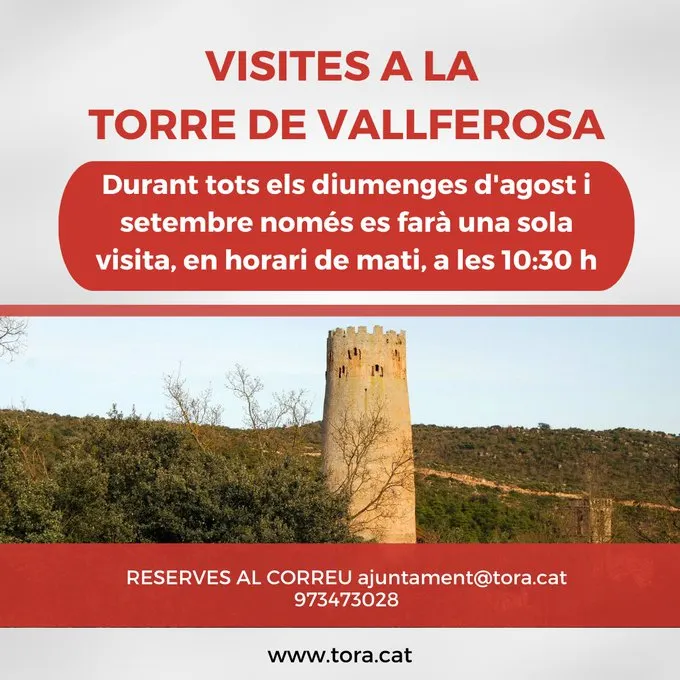<strong>La Torre de Vallferosa oferirà una visita única els diumenges d'agost i setembre</strong>
