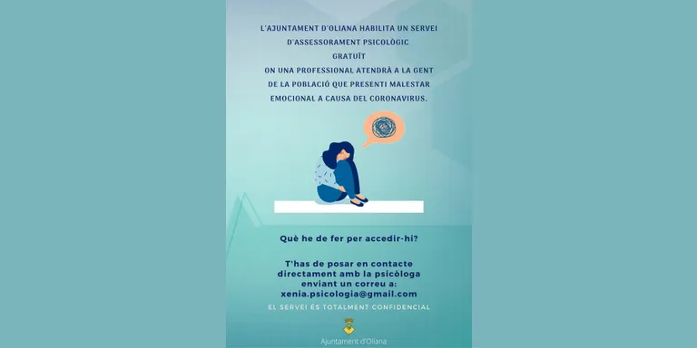 Assessorament psicològic gratuït a Oliana durant el confinament pel coronavirus