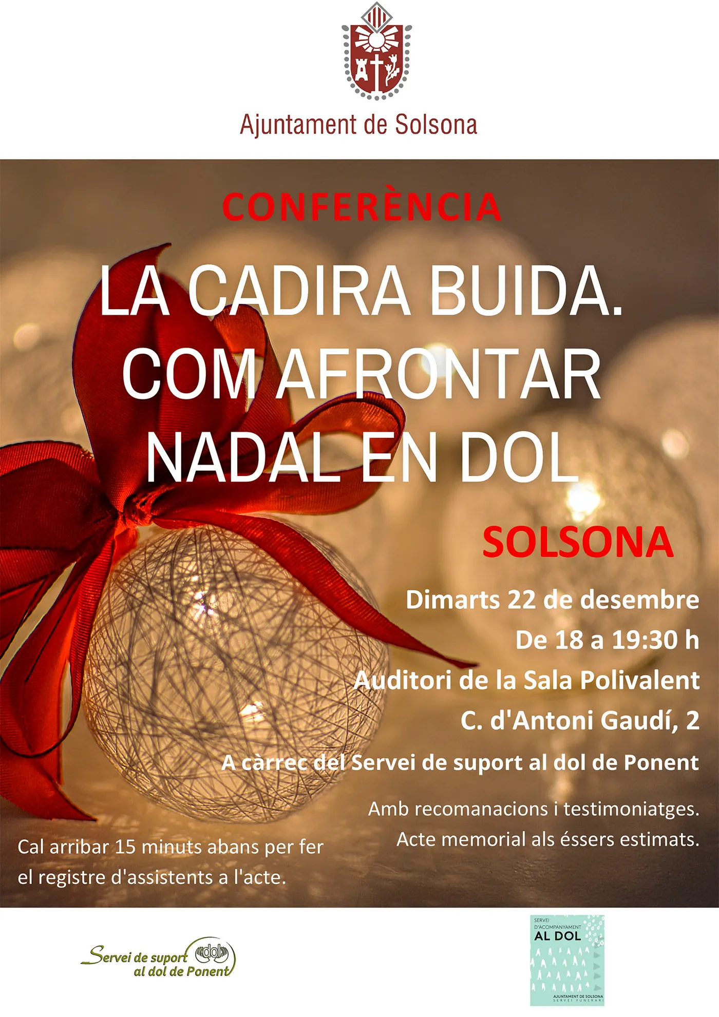Solsona acull demà una conferència sobre com afrontar el dol per Nadal