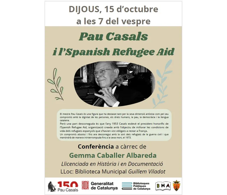 Gemma Caballer presenta ‘Pau Casals i l’Spanish Refugee Aid’, a Agramunt