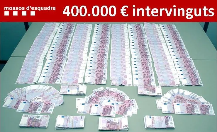 Intervinguts 400.000 euros en un cotxe a l'Alt Urgell quan es dirigia a la frontera amb Andorra