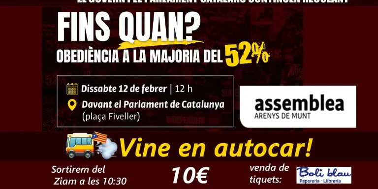 L'ANC organitza un bus per anar a la manifestació de dissabte davant el Parlament per exigir que no es reculi més en polítiques independentistes