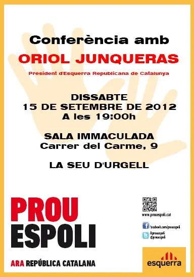 Oriol Junqueras explica a la Seu la campanya 'Prou Espoli. Ara República Catalana'