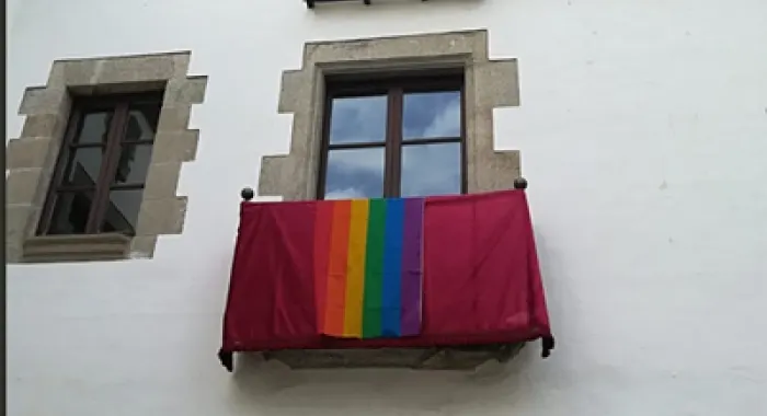 La bandera l'arc de Sant MarÃ­ s'ha posat a l'Ajuntament (foto: Isabel Roig) 