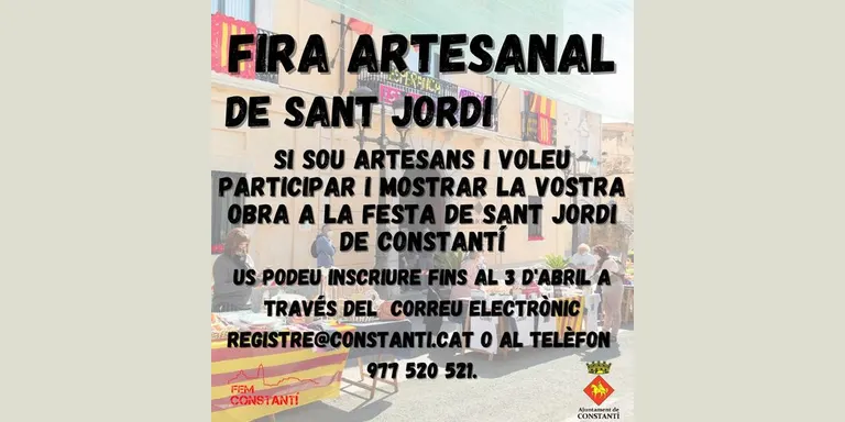 L’Ajuntament de Constantí fa una crida als artesans que vulguin participar en la fira artesanal de Sant Jordi