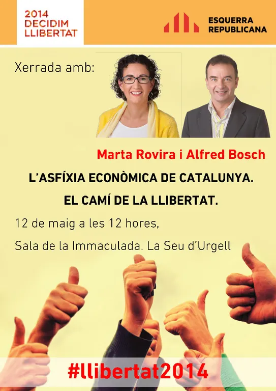 ERC de la Seu organitza una xerrada amb Marta Rovira i Alfred Bosch