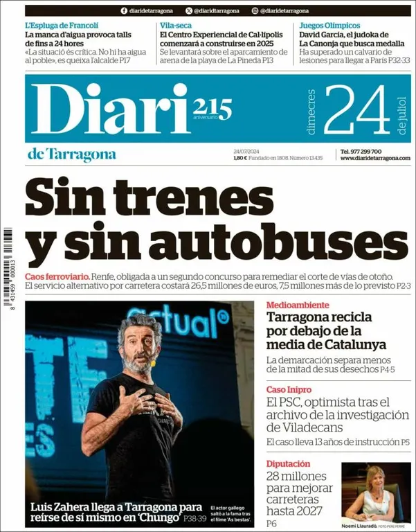 Cop d'ull als diaris d'aquest dimecres 24 de juliol