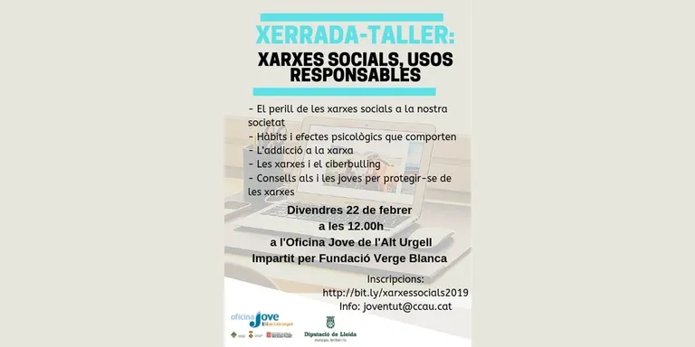 Taller-xerrada sobre xarxes socials i usos responsables adreçat a joves a partir de 14 anys