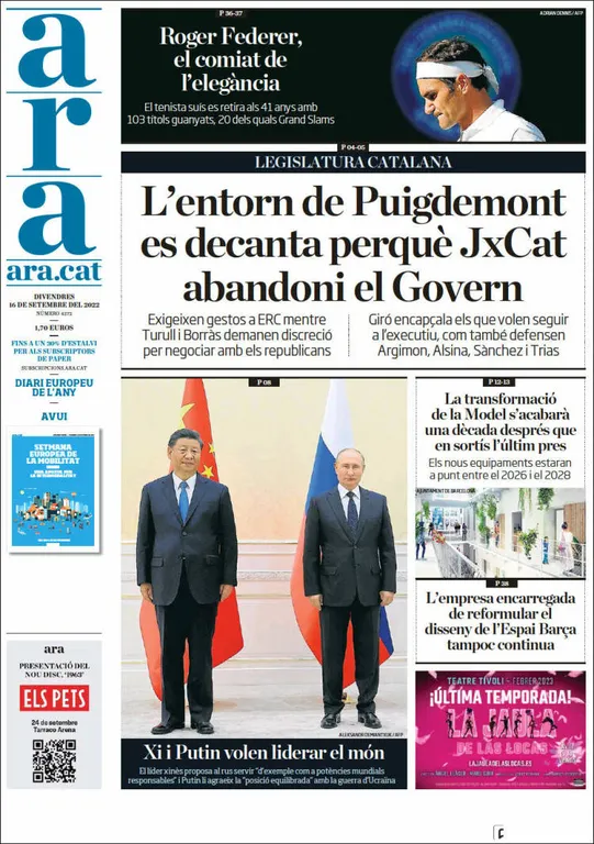 T'expliquem les portades dels diaris del territori d'aquest 16 de setembre